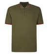 Thumbnail Flat front view of dark khaki polo shirt with tipped collar.